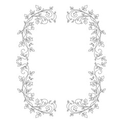 Ornate black and white floral vine border design