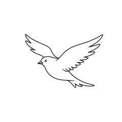 Fototapeta premium Simple line art drawing of a small bird in flight