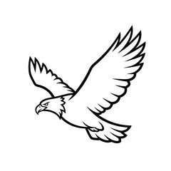 Obraz premium Outline drawing of a bald eagle in flight