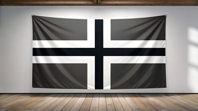 Dark Grey and White Nordic Style Flag Hanging Indoors