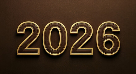 Happy New Year 2026 gold figure icon design illustration, a business symbol sign of celebration on a calendar, showing the new number percent