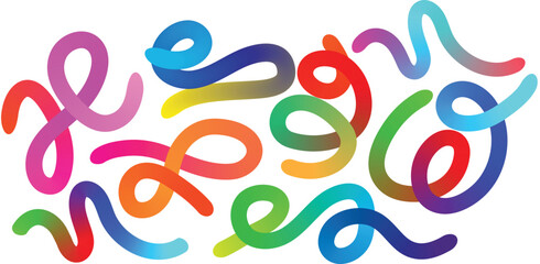 Colorful abstract swirling ribbon shapes on white background vector
