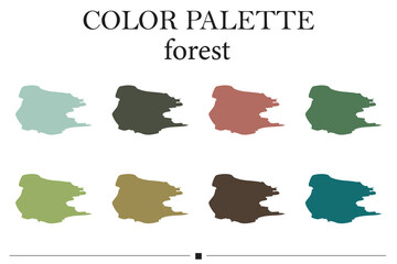 Forest tones palette. Forest color palette for nature-inspired designs. Trendy color collection