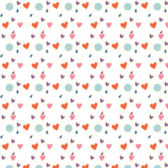 Cute hearts smiley faces and raindrops pattern vector