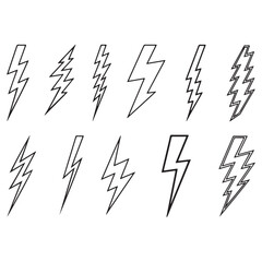 Collection of lightning bolt illustrations energy concepts