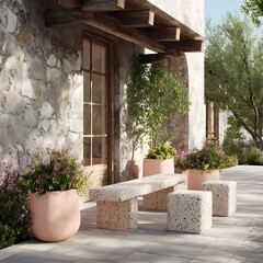 balcony with flowers and plants