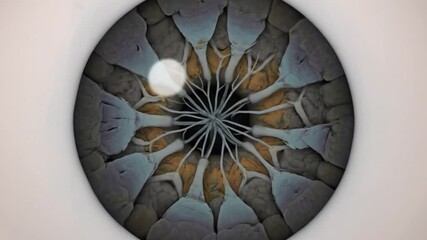 A 3D animation illustrating the progression of glaucoma and optic nerve damage