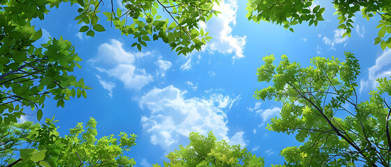 Fototapeta premium Blue Sky Framed by Green Tree Canopy