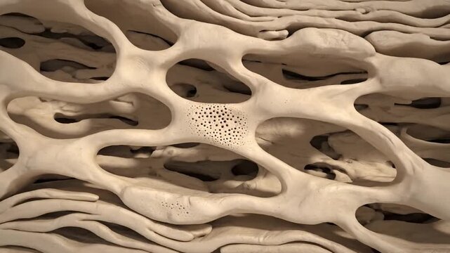 A microscopic 3D animation of bone loss due to osteoporosis