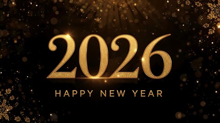 Golden 2026 happy new year celebration with glitter and sparkle