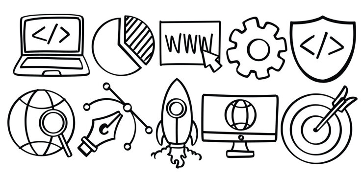 Set of Web development theme Isolated Vector