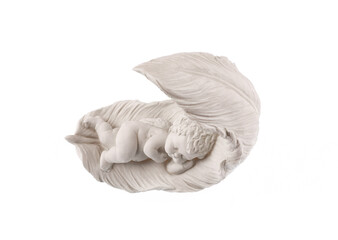 Obraz premium Sleeping angel figurine isolated on white background