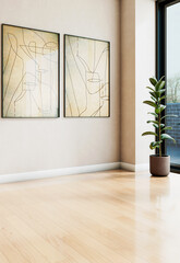 Fototapeta premium Large luxury modern bright interiors Living room mockup illustration 3D rendering image