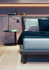 Large luxury modern bright bed room interiors 3D rendering illustration image