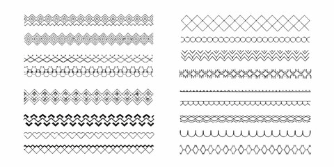 Collection of hand drawn decorative borders and patterns