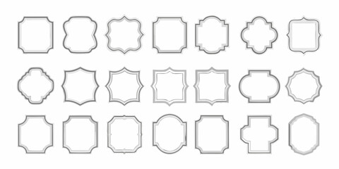 Collection of decorative gray and white frames and borders