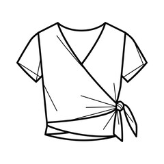 Fashion illustration of a short sleeve wrap top with a tie closure