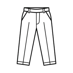 Simple line drawing of classic trousers or pants with belt loops and pockets