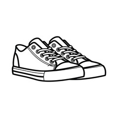Simple line drawing of a pair of classic canvas sneakers