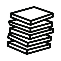 Simple hand drawn stack of books icon outline illustration