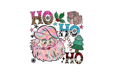Groovy Psychedelic Santa Claus 'Ho Ho Ho' Christmas Sublimation Design
