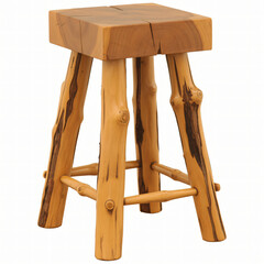 Rustic wooden bar stool with multi-leg base and natural textured finish suitable for farmhouse interiors