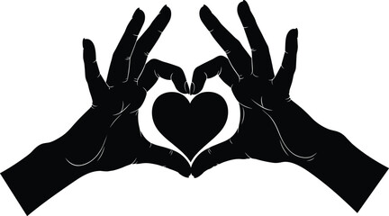 Love, unity, affection, hands, heart, silhouette, romantic, gesture, connection, emotion, black, symbol, couple, passion, bond, caring, support, relationship, harmony, togetherness