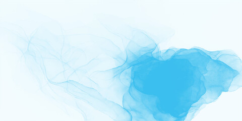 Blue ice colored smoke art creates a cold winter cloud texture with a frozen watercolor painting pattern isolated on a white paper background © Creative Arts