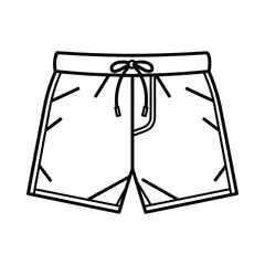 Simple line drawing of a pair of athletic shorts with drawstring waist