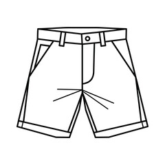 Simple line drawing of casual shorts with pockets and belt loops