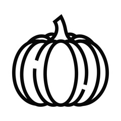 Simple outline drawing of a pumpkin with a stem