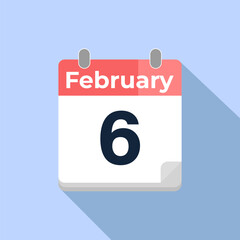 February 6 Vector Calendar
Modern flat color vector calendar with date