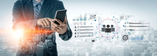 A dashboard for customer relationship management (CRM). The data analysis and market research help...