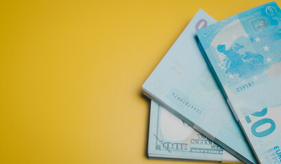 Euro banknote US dollar currency money finance cash blue green paper money stack financial economy wealth savings investment business payment financial document banknote currency exchange