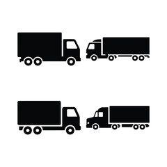 Truck Silhouette Icon Set on White Background