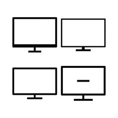 TV Screen Silhouette Icon Collection on White Background