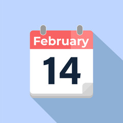 February 14 Vector Calendar
Modern flat color vector calendar with date
