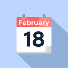 February 18 Vector Calendar
Modern flat color vector calendar with date