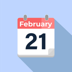 February 21 Vector Calendar
Modern flat color vector calendar with date