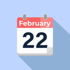 Fototapeta premium February 22 Vector Calendar Modern flat color vector calendar with date