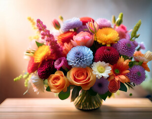 Obraz premium Vivid Mixed wild Flower Bouquet Featuring veraity of flowers