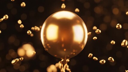 Golden Spheres Abstract Animation A Mesmerizing Dance of Light and Reflection in a Luxurious HighEnd Visual Display Perfect for Opulent Backgrounds and Elegant Motion Graphics.