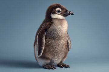 Obraz premium Adorable Penguin Chick Standing on a Soft Background with Studio Lighting
