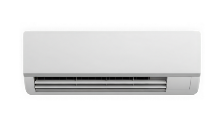 White split system air conditioner unit isolated on transparent background