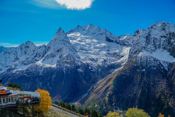 snow covered mountains