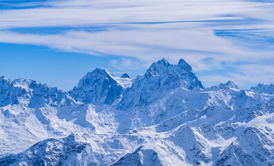 snow covered mountains in winter