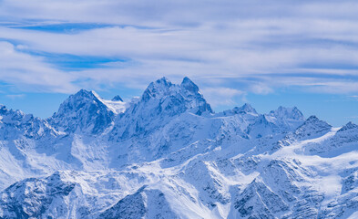snow covered mountains in winter