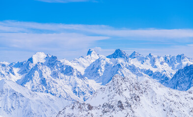 snow covered mountains in winter