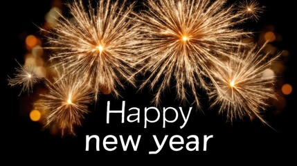 Celebrate new year with joy and excitement as fireworks light up the sky and a blackboard welcomes everyone in cheerful spirits