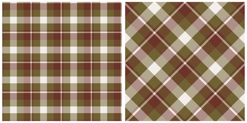 Earthy Tones Plaid and Diagonal Tartan Seamless Textures